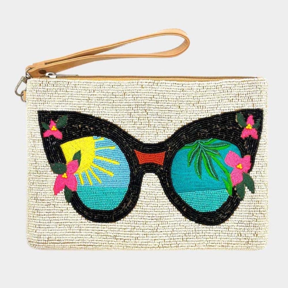 Seed Beaded Sunglasses Clutch Bag